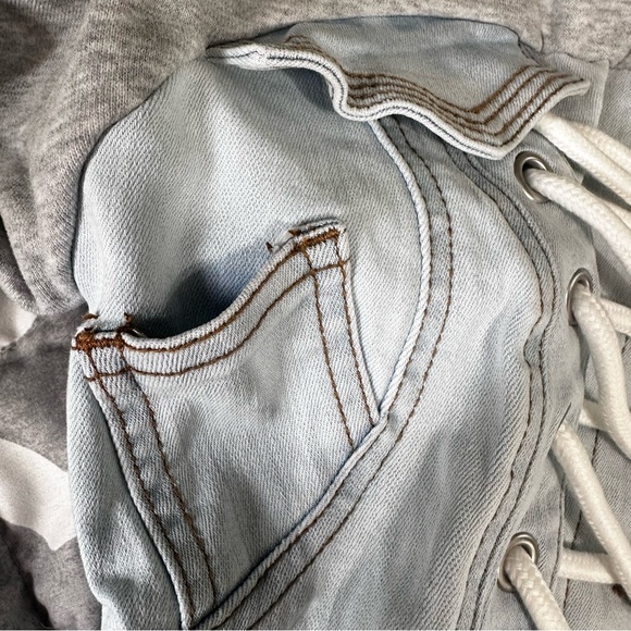 AKIRA THE LAST WORD LACE UP DENIM HOODIE MINI DRESS - Picture 12 of 13
